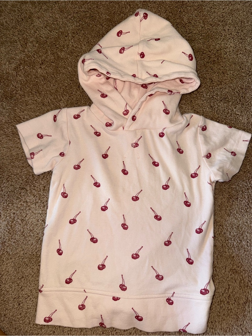 kate quinn Light Pink Cherry Hooded Short Sleeve Top